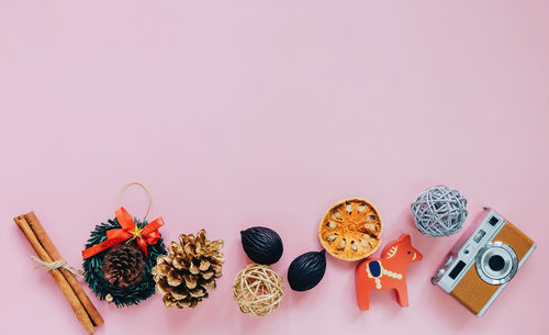 High angle view of food against white background