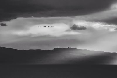 Scenic view of mountains against cloudy sky