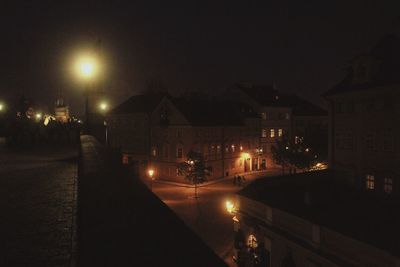Illuminated street light at night