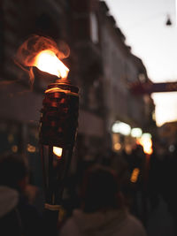 Close-up of illuminated lantern