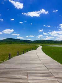 Scenic view of landscape against blue sky