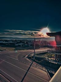Aerial view of airport at night