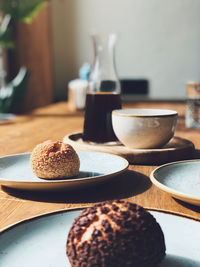 Close-up of cake in plate on table