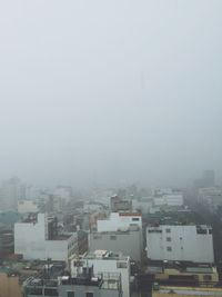Buildings in foggy weather