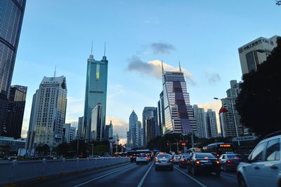 View of city buildings against sky