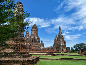 Old temple building against sky