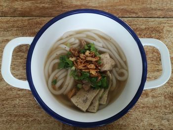 High angle view of food in bowl