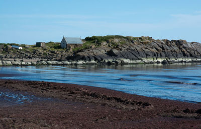 Scenic view of sea against blue sky