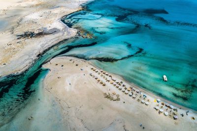 High angle view of surf on beach