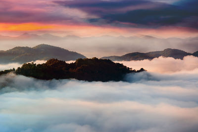 Scenic view of cloudscape against sky during sunset