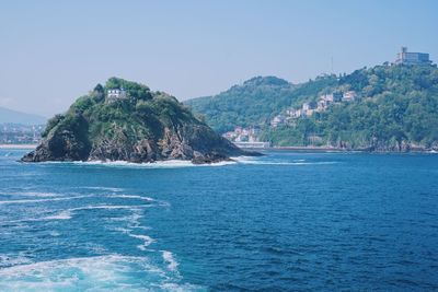 Scenic view of sea against clear sky