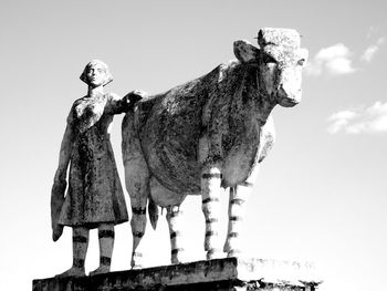 Low angle view of statue against clear sky