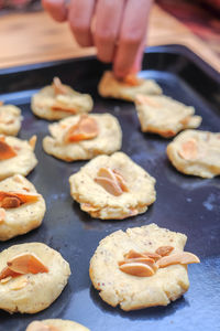 Close-up of person preparing food