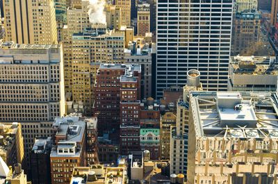 High angle view of buildings in city