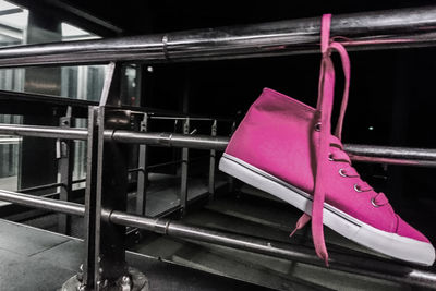 Close-up of pink machine