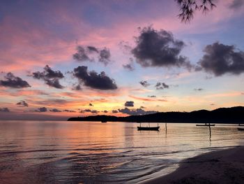 Scenic view of sea against sky during sunrise in cambodia