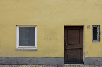 Closed door of building