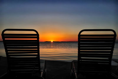 Scenic view of sea at sunset