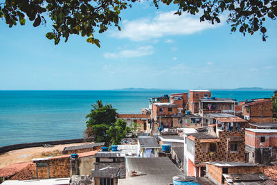 High angle view of beach against sky