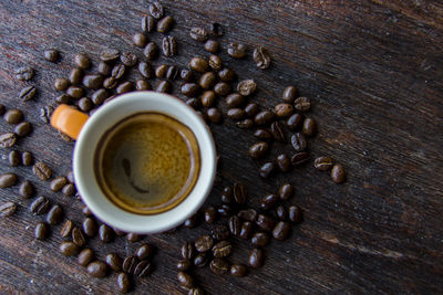 High angle view of coffee cup