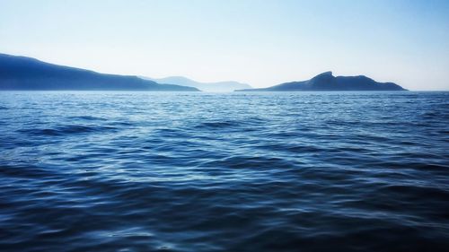 Scenic view of sea against clear sky