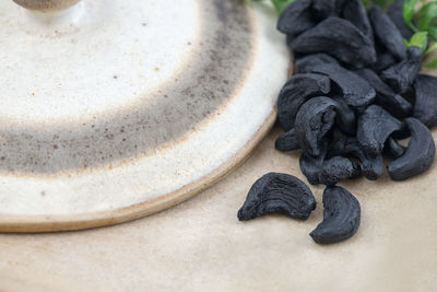 Close-up of black garlic cloves