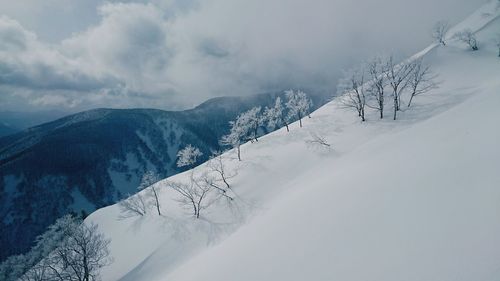 Scenic view of snowcapped mountains