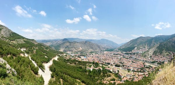 Panoramic shot of townscape against sky