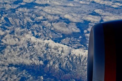 Aerial view of landscape seen from airplane window
