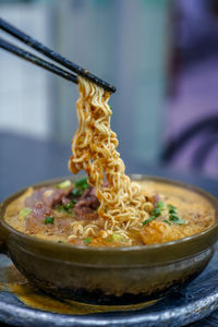 Close-up of food in bowl on table