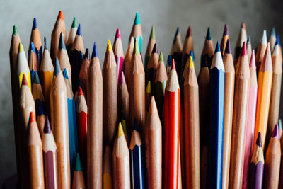 Close-up of colored pencils