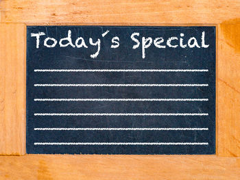 Today special text on blackboard