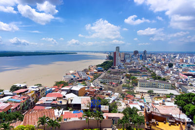 High angle view of cityscape by guayas river