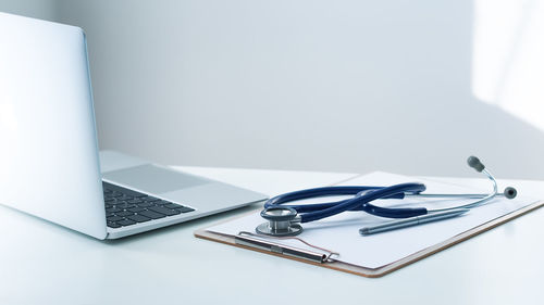 Close-up of laptop on table