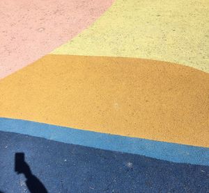 High angle view of zebra crossing on road