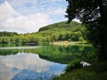 Scenic view of lake against sky