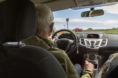 Man driving car