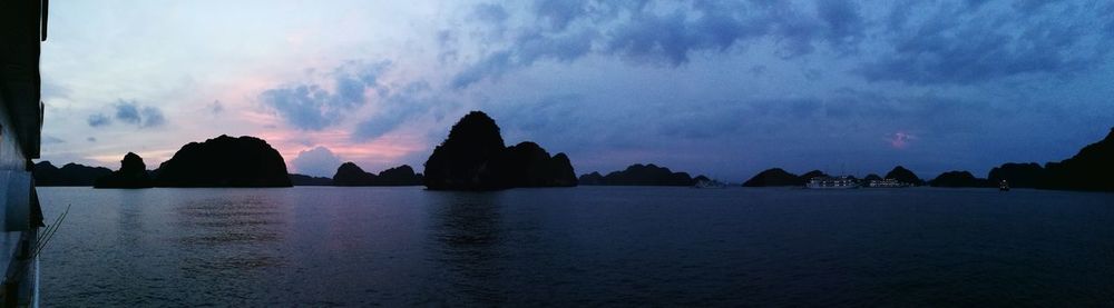 Panoramic view of sea against sky during sunset