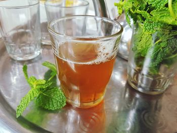 Close-up of drink in glass on table