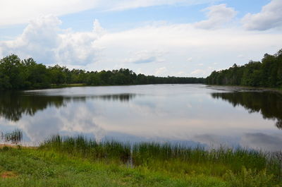 Scenic view of lake against sky