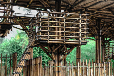 Low angle view of metallic structure of building