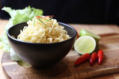 Close-up of salad in bowl on table