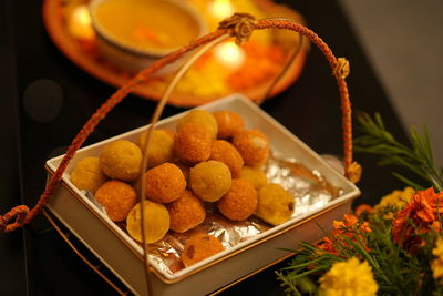 Close-up of food on table