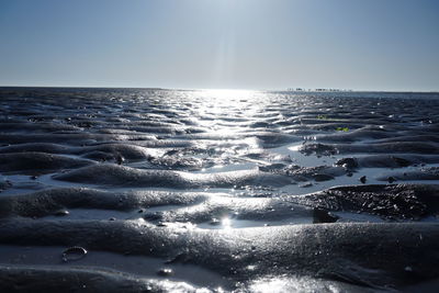 Scenic view of sea against clear sky