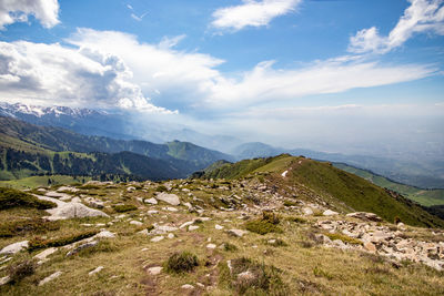 Scenic view of mountains against sky