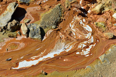 Abstract crystals and minerals precipitating from residual gold mining leach waters