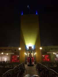 People in illuminated city at night