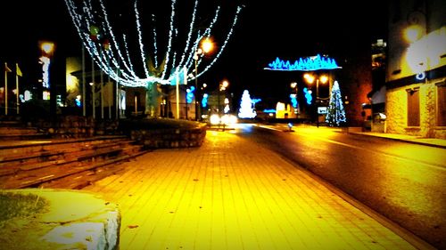 Light trails on street at night