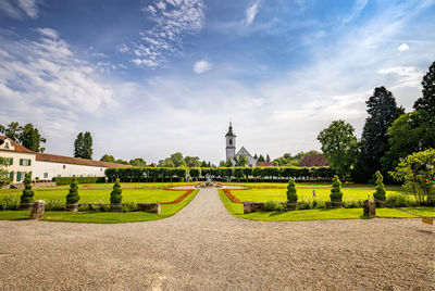 View of temple against cloudy sky