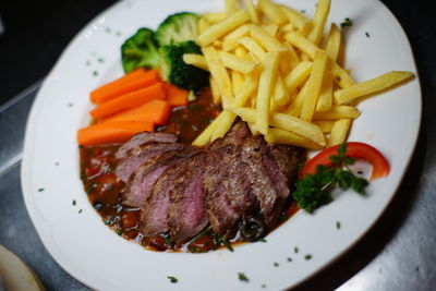 Close-up of food served in plate